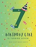 Photo Gallery birthday girl: blank grand staff piano music manuscript sheets notebook for 7 years old with wide staff for kids, 3 staves per page Photo Gallery birthday girl: blank grand staff piano music manuscript sheets notebook for 7 years old with wide staff for kids, 3 staves per page
