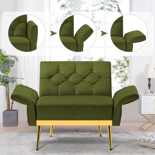 Sillón Plegable Terciopelo Verde Oliva miniatura 4