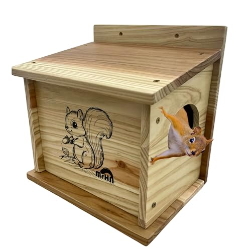 MrHN Small Size Squirrel House - Easy Assembly Squirrel Houses for Outside Nesting, Squirrel Nesting Box, Squirrel Boxes for Outside, Chipmunk Houses MrHN Basic