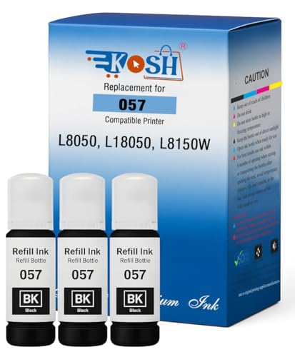 Image of KOSH 057 Black Refill Ink Suitable for L8050, L18050, L8150W Printers (70ml X 3Bottle)