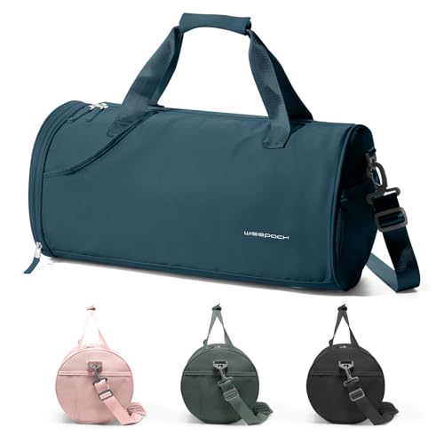 Image of Gym Bag for Women and Men With Wet & Shoe Compartment - Small Duffle for Travel, Sport, Workout, Overnight Weekender - Carry-on Tote - Peacock Blue