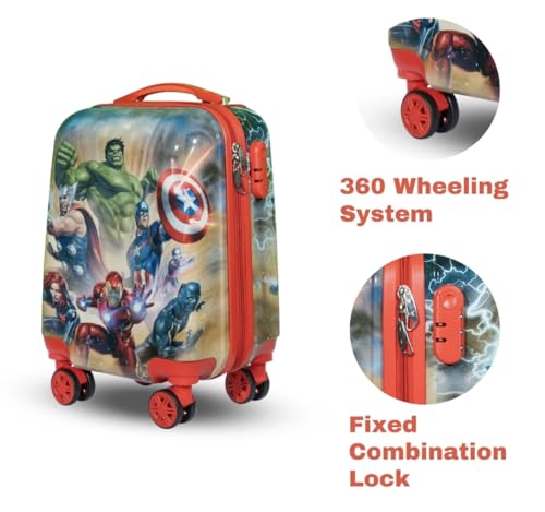 Image of ADSON Abs Kids Trolley 360 Rotating Luggage 360 Degree Wheels Non-Breakable 16 Inch Kids Hardsided Suitcase with 4 Wheels, 360 Degree Wheel Travel Trolley Bag (Design 16)