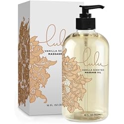 Lulu Vanilla Aromatherapy Massage Oil with Fractionated Coconut Oil 16oz | Hydrating Non-Greasy Body Oil, a beautiful scent that absorbs well for Smooth Skin, Relaxation, Date Night & Couples Massage
