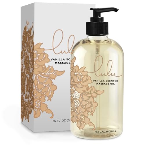 Lulu-Vanilla-Massage-Oil-with-Fractionated-Coconut-Cocoa-Butter-Deeply-Nourishing-Non-Greasy-Body-Oil-for-Smooth-Skin-Relaxation-for-Date-Night-Couples-Massage-Massage-Therapy-16-fl-oz-Pump Lulu Vanilla Massage Oil with Fractionated Coconut & Cocoa Butter, Deeply Nourishing Non-Greasy Body Oil for Smooth Skin & Relaxation, for Date Night, Couples Massage & Massage Therapy, 16 fl oz Pump - Image 1