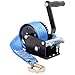ZeHuoGe 800LBS Hand Winch, with 19.6FT Blue Strap, Black Shell, 3.1:1 Gear Ratio Portable Winch, Two-Way Ratchet, Manual Operated Hand Crank Winch for Trailer, Boat or ATV Towing