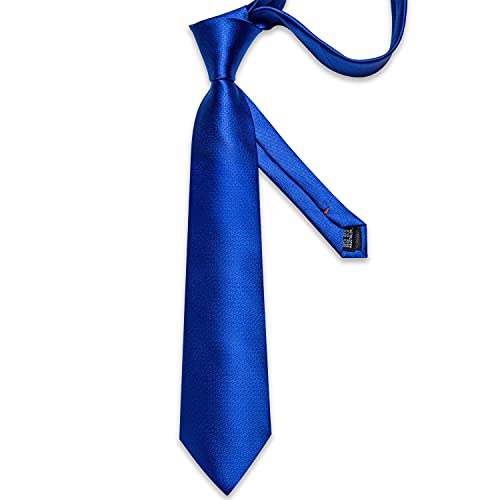 Image of DiBanGu Mens Silk Necktie Solid Color Tie and Pocket Square Cufflink Tie Clip Set Woven Plain Ties for Men Wedding Party