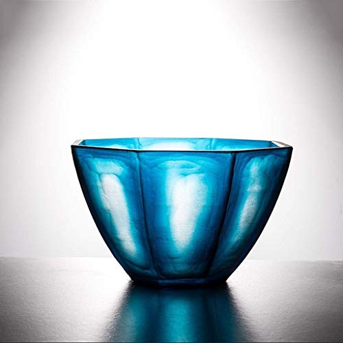 Vase bleu en verre transparent MU grand format stable - 2