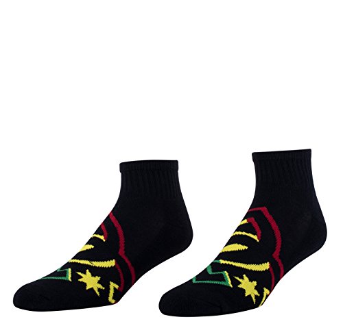 6 Pack Mens DC Shoes Black Quarter Crew Socks Rasta Logo2