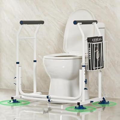 GreenChief Toilet Safety Frame 350lbs, Stand Alone Toilet Rails, Adjustable Handrails Fit Most Toilets, Medical Toilet Seat Frame for Elderly Handicap Disabled, 4 large Suction Cups