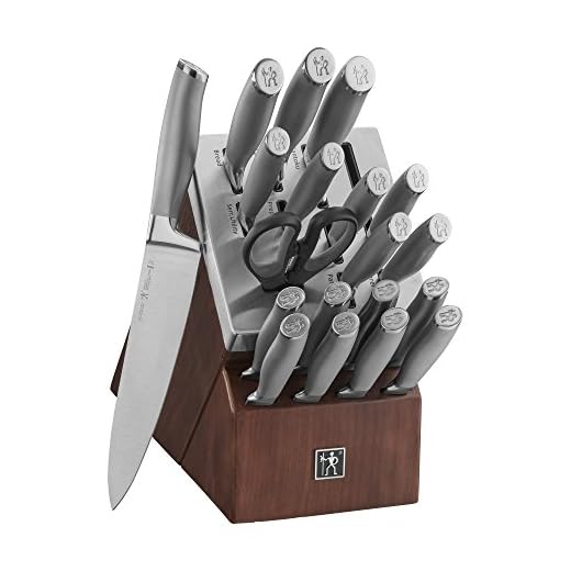 J.A. Henckels International Self-Sharpening Knife Block Set - Forged Stainless Steel Modernist - 20 Piece