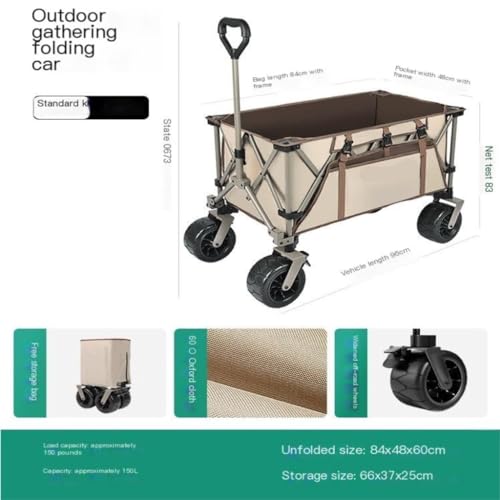 Outdoor-Trolley Campingwagen, Picknickwagen, Outdoor, Wohnmobil, Auto, Campingwagen, Tragbar, Zusammenklappbar, Handwagen, Outdoor-Wagen, Anhänger Gartenwagen(K,A) – Bild 3