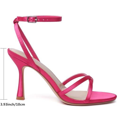 Image of Mostrin Strappy Heels for Women Ankle Strap Heels Women's Heeled Sandals for Party Prom Wedding