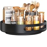 Plateau Tournant, SAYZH Lazy Susan Métal En Acier Tournant Etagere A Epices, Plateau Tournant Epices Placard Cuisine pour Cuisine Epices Rangement, Rangement Placard , 25,4 CM, Noir