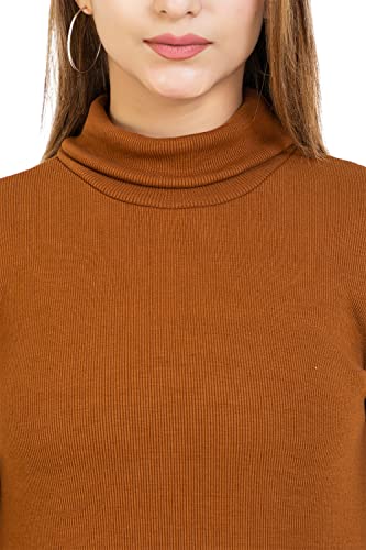 Image of YHA Women's High Neck Full Sleeves Solid Winter Tshirts