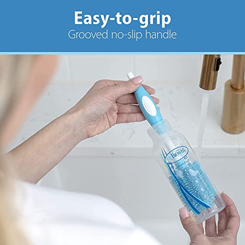 Image of Dr. Brown's Baby Bottle and Nipple Brush Soft Touch and Sponge Brush, Blue Variety Pack, 2 -Pack
