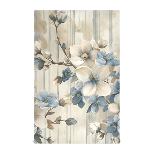 ODAWA Flowers Stripe Kitchen Towles Reusable Kitchen Towels Hand Towels Housewarming Gifts for New Home, 4 Pack