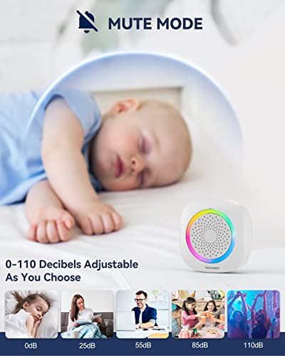 image for TECKNET Longest 1300 Feet Wireless Doorbell with RGB Alarm Lighting,Ba