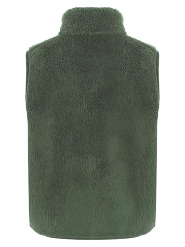 Kids Girls Fuzzy Vest Overcoat Casual Stand Collar Sleeveless Zipper Blazer Coat with Pockets Thermal Outerwear2