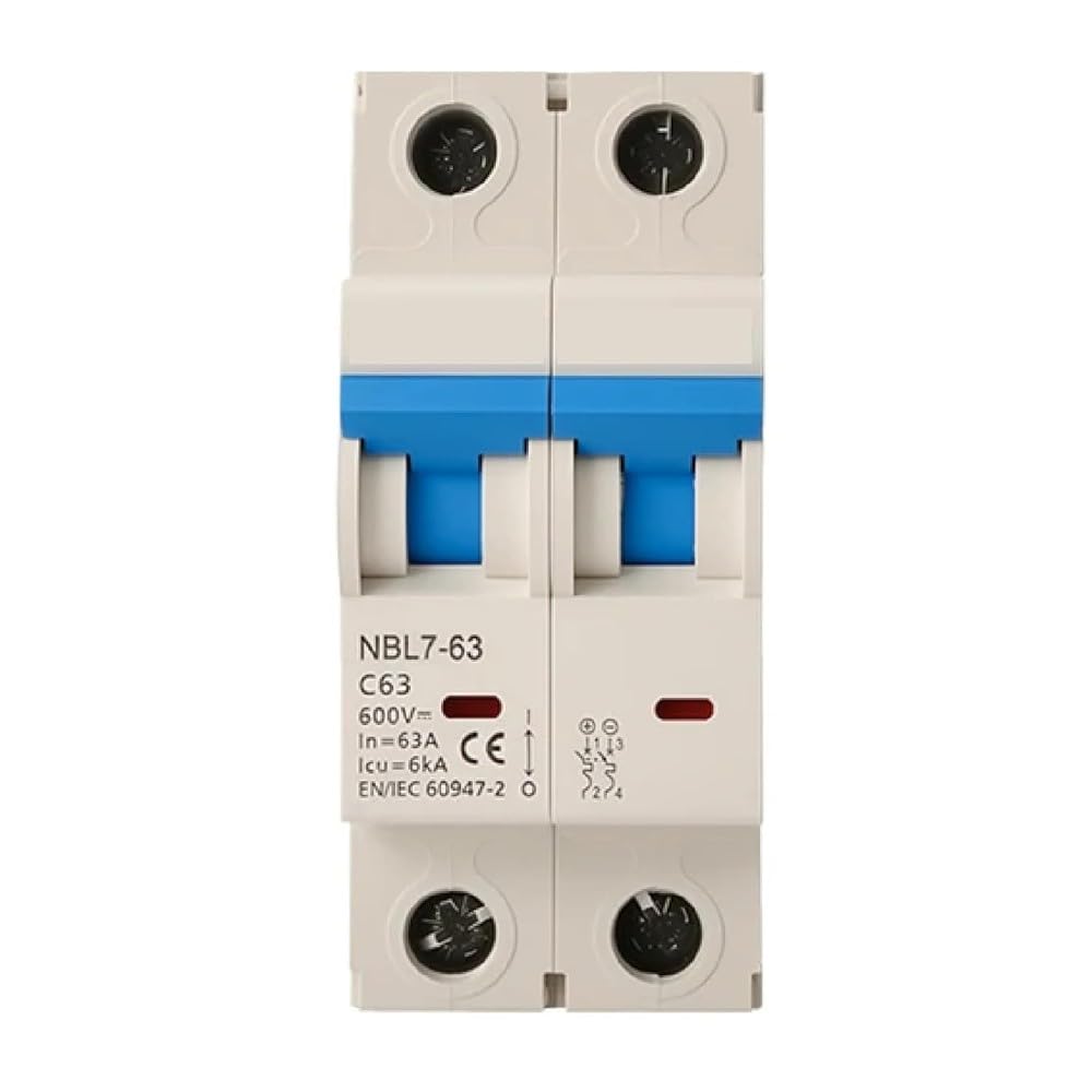 Interruttore Automatico Fotovoltaico NBL7-63, 2 Poli, 600 V/1000 V CC, Montaggio Su Guida DIN, Bianco E Blu, MCB A Energia Solare Componenti elettrici(2P 1000VDC 16A,16A)