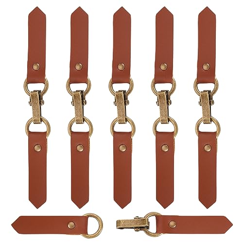 FINGERINSPIRE 6 Sets Leather Tab Closure Clip Holder Peru PU Leather Clip Buckle Toggles Sew on Leather Buckles with Clip Cardigan Clip Holder Clothing Hook Buckles for Poncho Cardigan Wrap Shawl