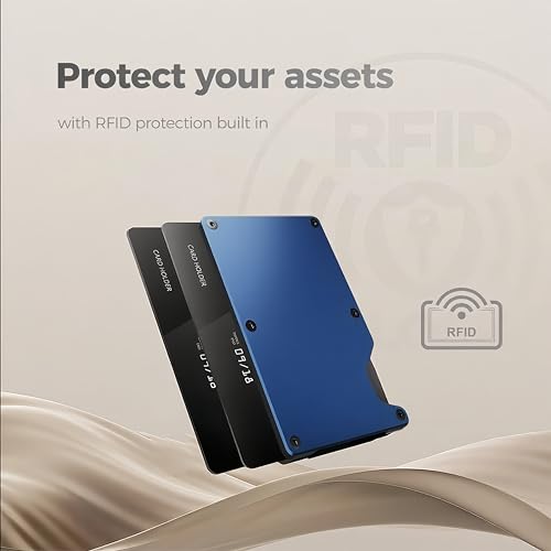 Slim Wallet for Men, Minimalist Mens Wallet， RFID Wallet for Men, Credit Card Holder, Metal Wallet with Money Clip, Mens Wallet(Blue)3