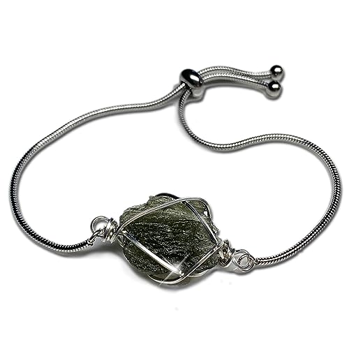 Genuine Moldavite Crystal Bracelet - Czech Tektite Jewelry