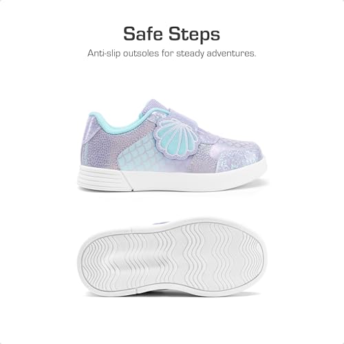 DREAM PAIRS Toddler Girls Sneakers Sparkly Shiny Lightweight Comfortable Hook and Loop Casual Walking Little Kids Shoes4