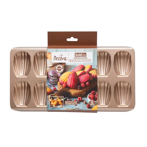 DECORA 0070112 Nonstick Madeleine Pan with 12 Cavities 3.1 Inch x 2.2 Inch x 0.5 Inch High