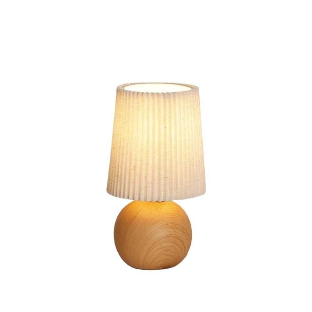 T2H9B5V4G8 Desk Lamp Table Lamp Bedroom Pleated Lampshade Retro Ceramic Study Desktop Decoration Atmosphere Bedside(Natural)