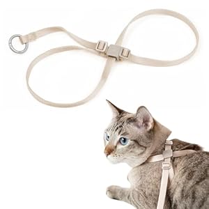 Cat Harness Escape-Proof Anti-Choking Adjustable Nylon Harness Lightweight with Anodized Aluminum Buckle, Ideal for Cats Outdoor Walking and Training, IDA Award (Linen, M (17.7″))