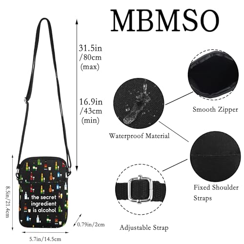 MBMSO Bartender Crossbody Bag the Secret Ingredient is Alcohol Themed Gifts for Alcohol Lovers Cocktail Small Crossbody Purse2