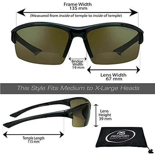 proSPORT Polarized Bifocal Sunglasses Readers TR90 Frame Hard Case Strap Sport2
