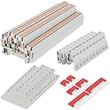 Saysurey DIN Rail Terminal Block Twin Spring Terminal Connectors Push in Type PT Screwless Wire Wiring...