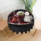 WZYWHJ Nappe décorative ronde imprimée pouding aux cerises 152,4 cm peut être lavée et réutilisée pour table de salle à manger ronde