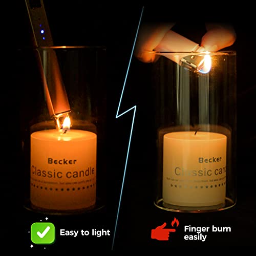 Bswalf Lighter Candle Lighter, Electric Lighter Usb Rechargeable Lighters Have Triple Safety And Led Battery Display, Windproof Flameless Plasma Arc Lighter For Candle Camping Grill (Rose Gold) #TOP2