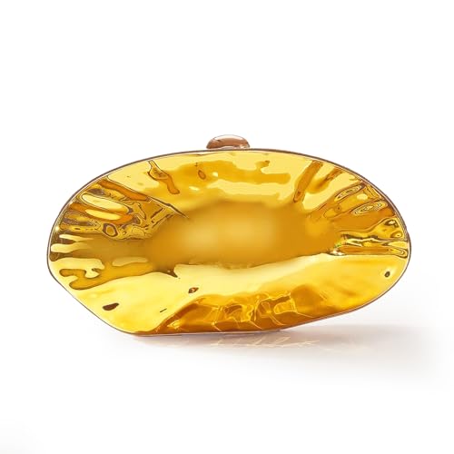 Bolsa feminina com corrente removível, bolsa noturna em forma de concha acrílica para casamento, festa, baile, coquetel, encontro noturno, Dourado, Extra Large