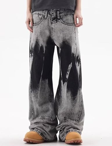 Men Baggy Jeans Y2k Vintage Wide Leg Skater Jeans Double Waisted Denim Pants Loose Long Trousers2