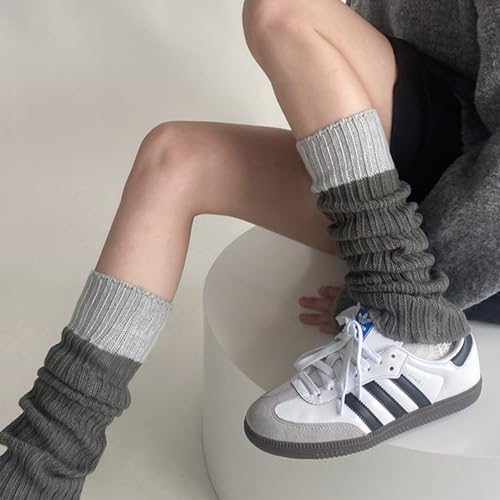 Image of Triplewood Y2K Warm Long Leg Warmers for Women White Knitted Girls Leg Warmer Socks Winter Accessory