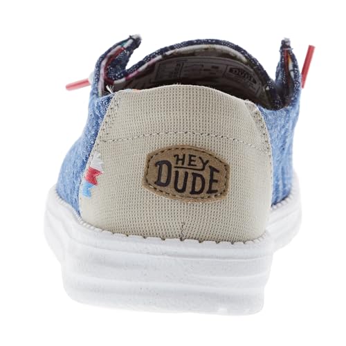 Image of HEYDUDE Women's Wendy Boho Slip On Shoe, True Blue Size 5 | Lightweight Casual Loafer with Memory Foam Insole