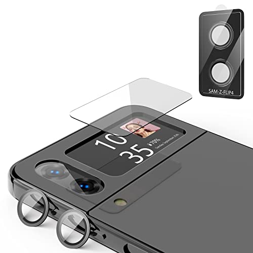 Protection de l'appareil photo du Galaxy Z Flip 4, protection de l'anneau de l'objectif de l'appareil photo et protection de l'écran en verre arrière pour le Samsung Galaxy Z Flip 4 5G, 2022 Cover
