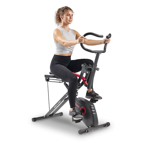 Sunny Health & Fitness Row-N-Ride PRO, Full Body Combo Squat Machine w/Optional Resistance Band, Easy Setup Ab Workout Exercise Equipment for Home, Whole Body Cardio, Optional SunnyFit App Connection - Image 3