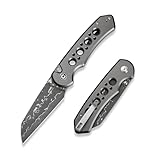 CIVIVI Pragma Prime Pocket Knife for EDC, 3.49' Damascus Blade Aluminum Handle with Reversible Clip, Camping Hiking Folding Knife for Men Women C24067-DS1, Gray