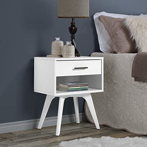 Camaflexi Mid-Century Modern One-Drawer Nightstand, White
