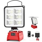 Akku Lampe für PXC 18V Akku, 48W 4800LM Led Arbeitsleuchtemit 2 USB, Strahler Tragbares Flutlichter Baustellen Lampe für Camping, Autoreparaturen(Ohne Akku)