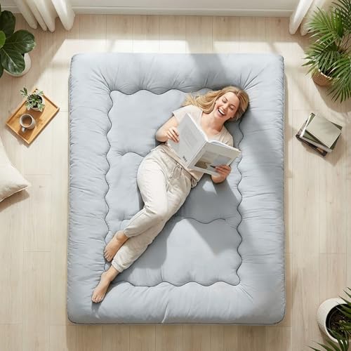 DUMOS Japanese Floor Mattress Twin Size, Futon Mattress Foldable with Removable Washable Cover, Portable Roll Up Tatami Mat for Kids Room, Dorm, Sleepovers and Solo Sleeper, Gray by DUMOS - Image 2