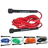 Springseil für Erwachsene & Kinder, Damen & Herren - für Fitness, Crossfit, Sport, Boxen und Freizeit - Verstellbare Größe - mit Einstellklammer - Speed Rope, Jump Rope, Sprungseil (Rot)