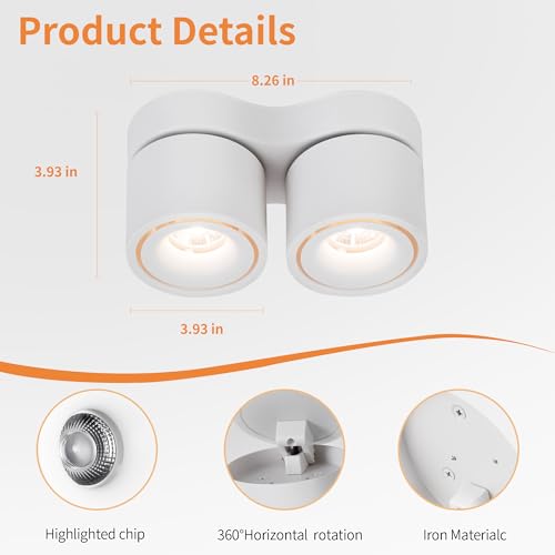 Image of LED Ceiling Spotlight Indoor Directional Lighting Ceiling Light | 5CCT\2700K /3000K /3500K /4000K /5000K,Dimmable,Adjustable,For Room Living Hallway Gallery Art Ligh