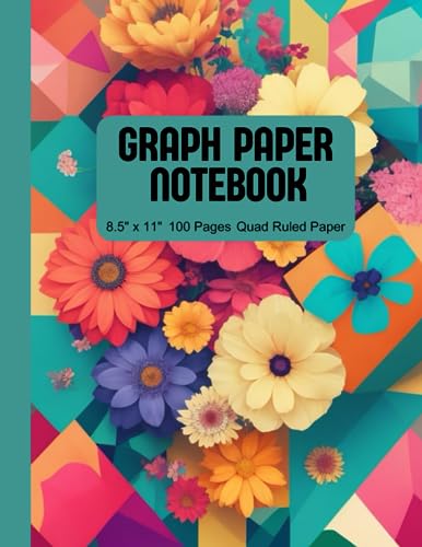 Graph Paper Notebook: 8.5"x11" Quad Ruled 5 x 5 for Mathematics and Science Work, Geometric and Flowers Design Cover