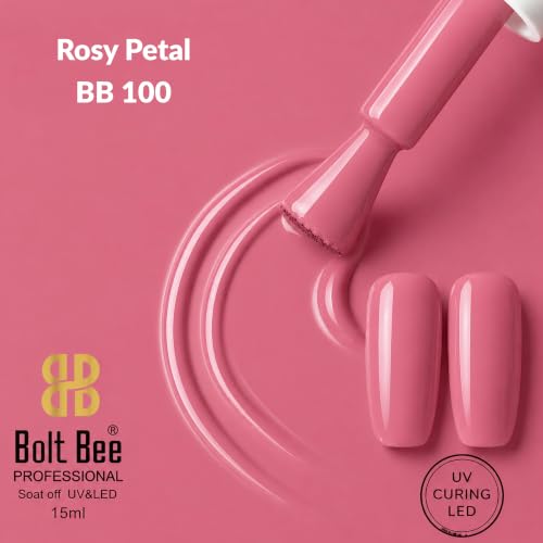 Image of BOLT BEE 15ML Gel Nail Polish 1Pc Clear Pink Glitter Nail Polish Soak Off UV LED Nail Gel Polish Nail Art Starter Manicure Salon DIY at Home, 0.5 OZ (1) (100)