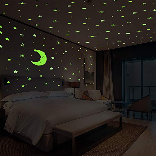 Gleading Glow In The Dark Stickers Muraux Detoiles Et Lune 533 Stickers Muraux Lumineux Detoiles Et Lune Parfait Pour Chambre De Bébé Et Denfant